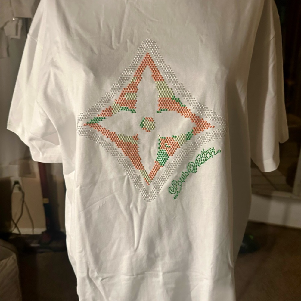 Louis Vuitton White Tee with Colorful Logo